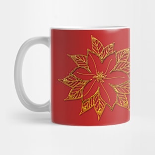 Holiday Season Poinsettia Gold Mug